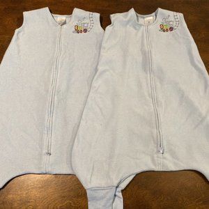 Lot of 2 Halo SleepSack Blue Train Early Walker L 12-18 Months Fleece Warm